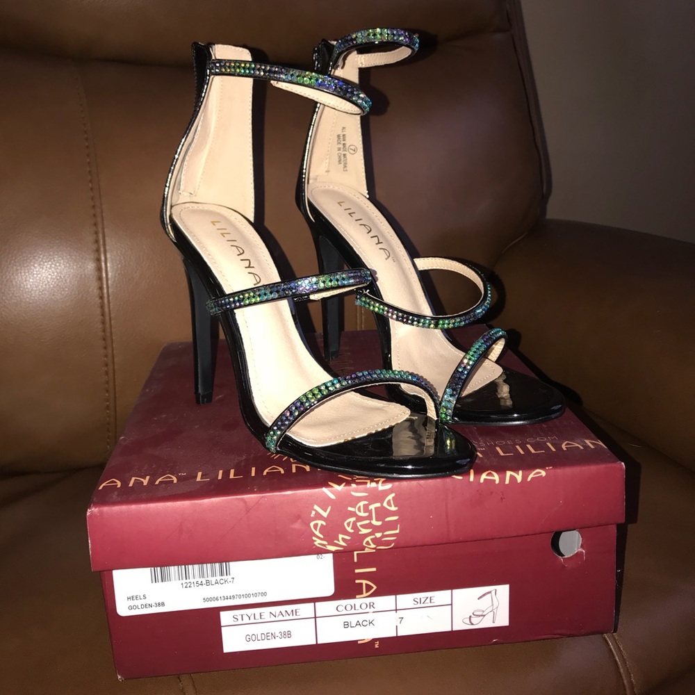 Rhinestone strap heels